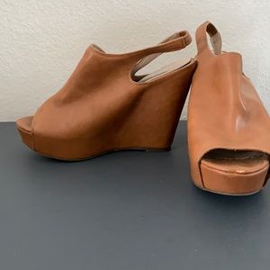 Brown wedge sandals